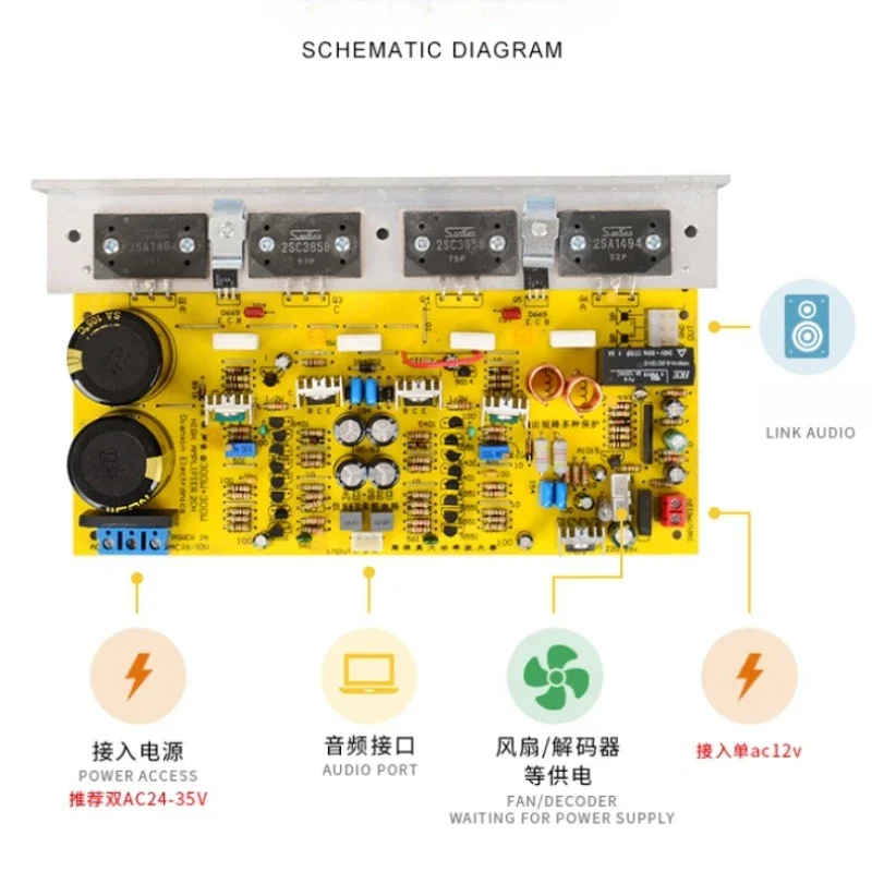 

SOTAMIA 2.0 Home Amplifiers Audio SanKen1494/3858 300W+300W Enhanced High Power Amplifier Board Hifi Music Amplificador