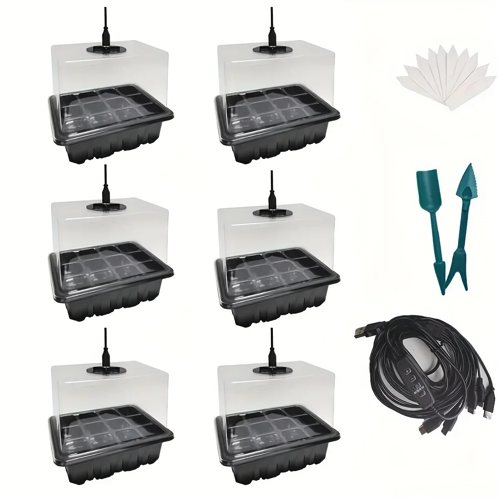 Elevated Seedling Starter Trays 6/12 Cell Breathable Germination Pot Garden Plant Succulent Flower Light Grow Light