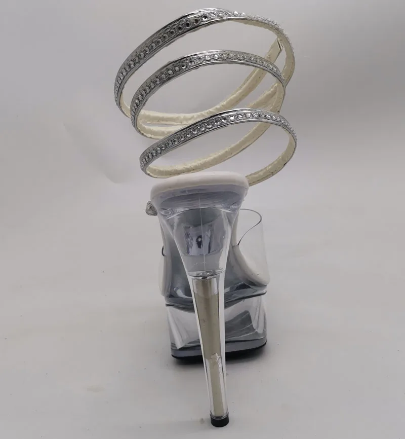 Sandal wanita berlian imitasi kulit paten elegan ringkas 6 inci sepatu hak Super tinggi semua cocok Fetish seksi 15cm dewasa baru