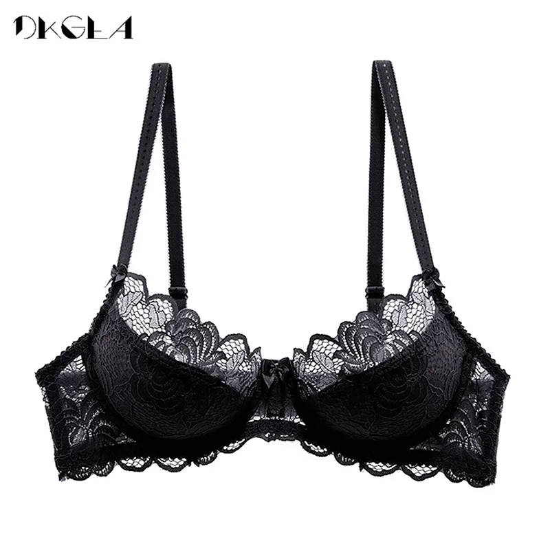 New Hollow Sexy Bra Blue Ultrathin Underwear Plus Size C D Cup Women Transparent Bras Lace Lingerie Gray Brassiere Embroidery