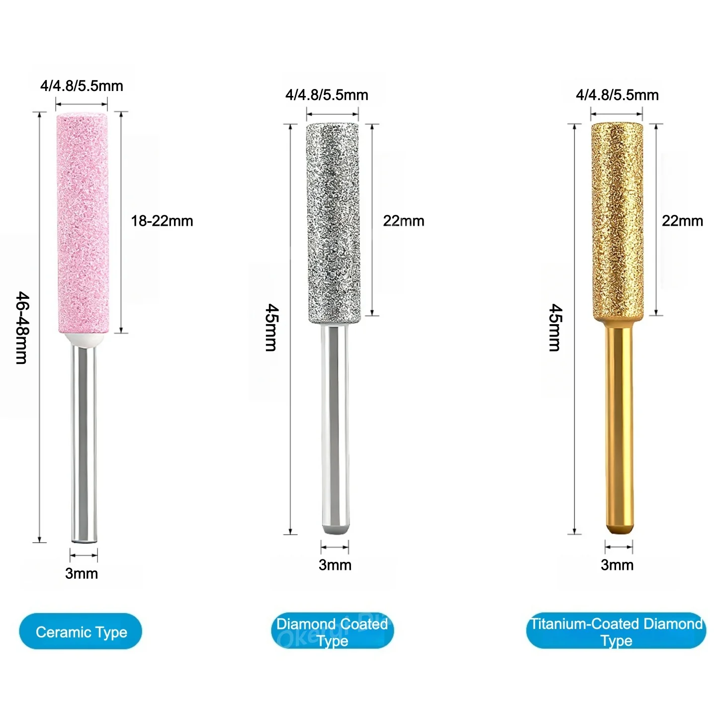 10PCS Chainsaw Sharpener Set, Titanium Coated Corundum Sharpener Head, Rotary Tool Burr Stone File for Chainsaw, Jade