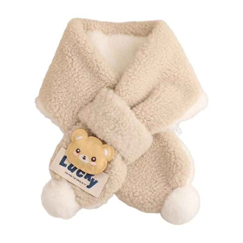090B Children Bear Scarf Stylish & Warm Neckwear Plush Scarf for Outdoor Adventures