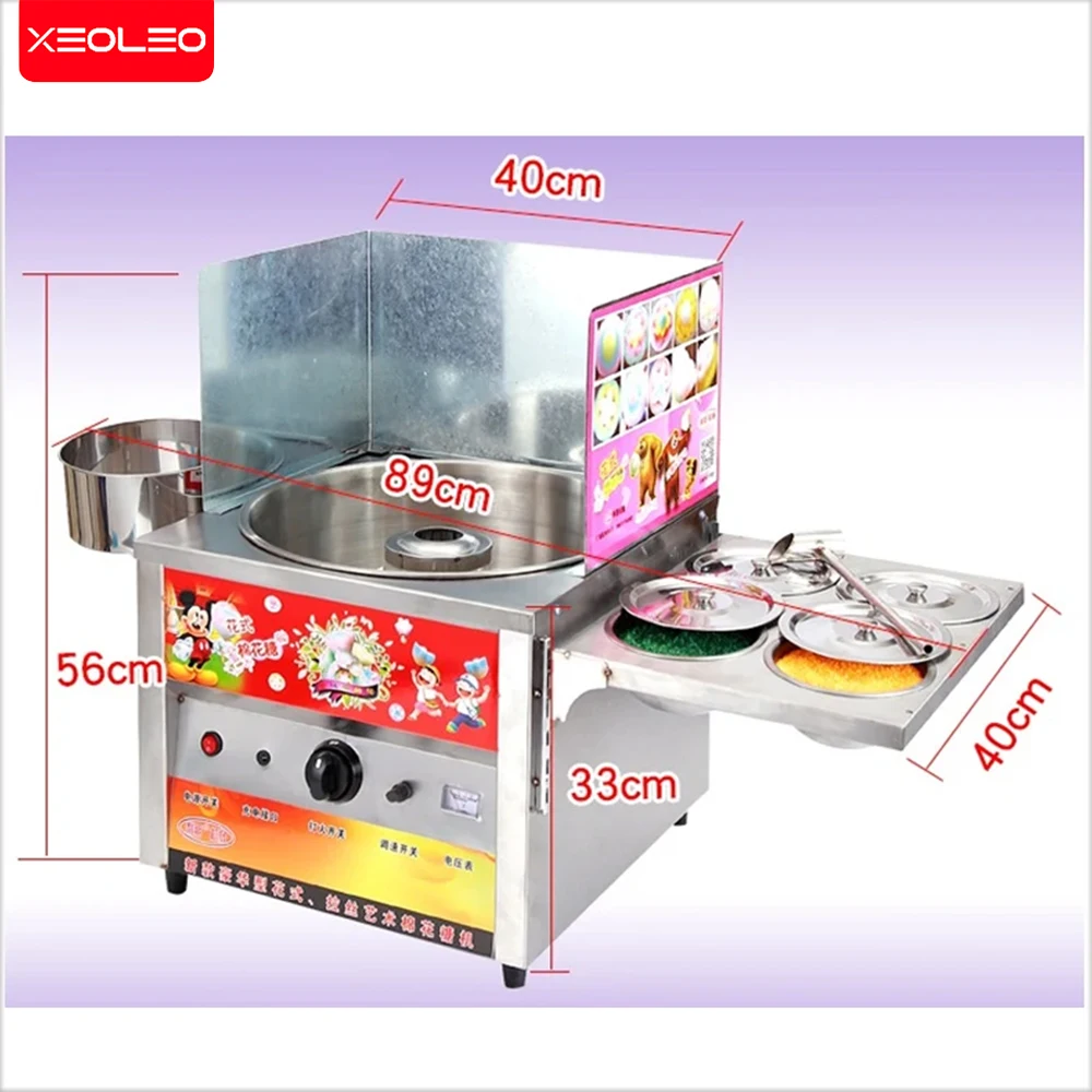 XEOLEO Gas Cotton Candy Machine Fruity Fancy Cotton Candy Maker Sugar Floss Flower Type Cotton Candy Machine 4 Storage Bucket