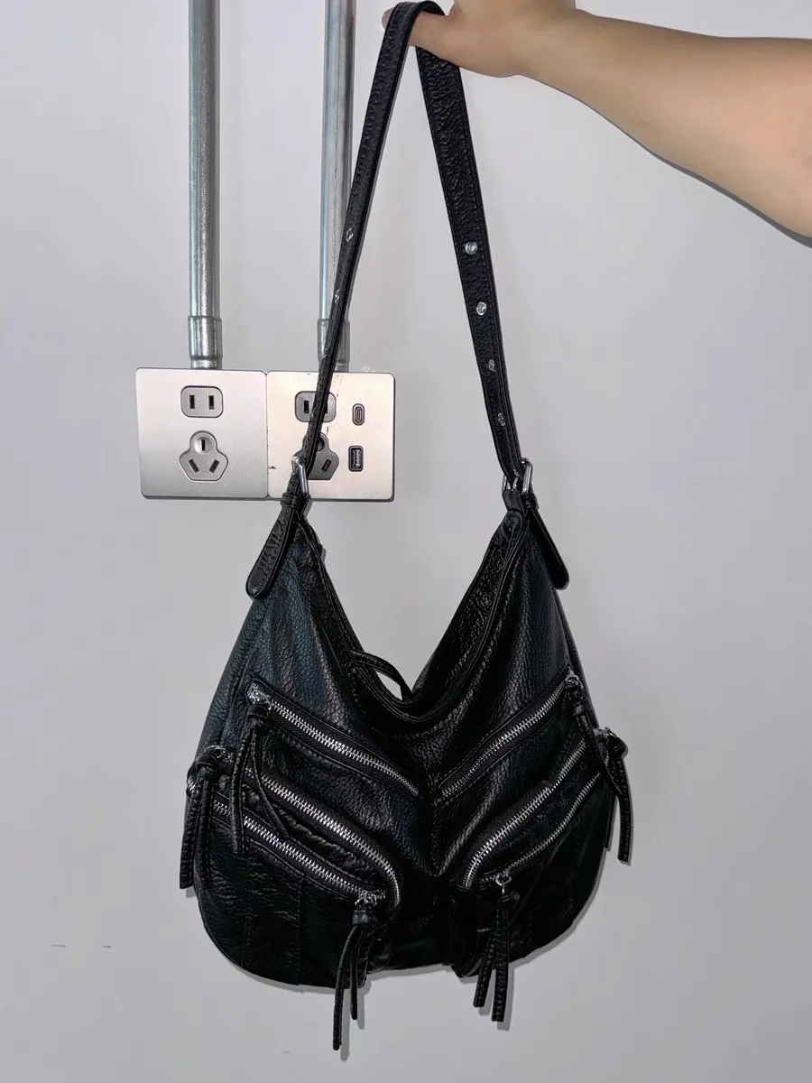 

Современная большая сумка для мотоцикла из мягкой кожи Capaci, большая сумка через плечо с несколькими кетами, винтажная сумка Sle