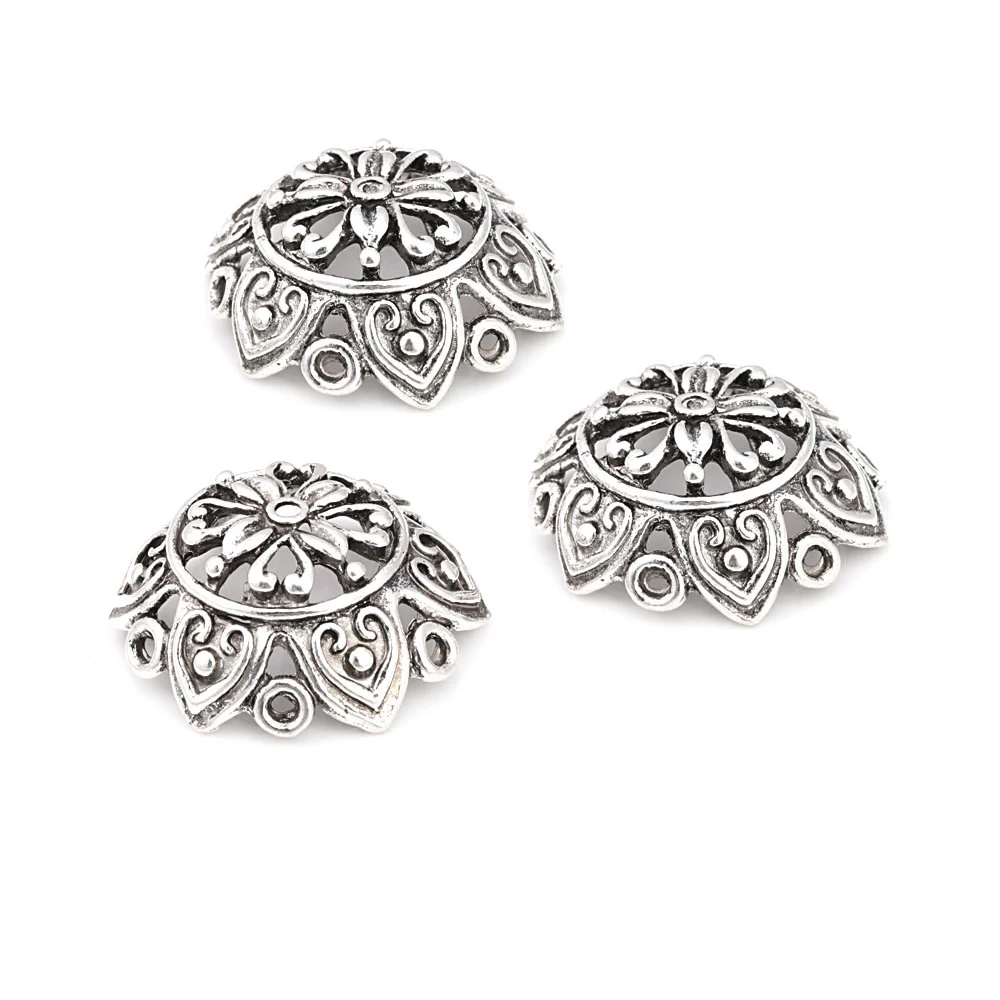 10PCS Antique Silver Zinc Alloy Big Beads Caps Tassel Caps High Quality Diy Jewelry Accessories Making Rosediy official-website