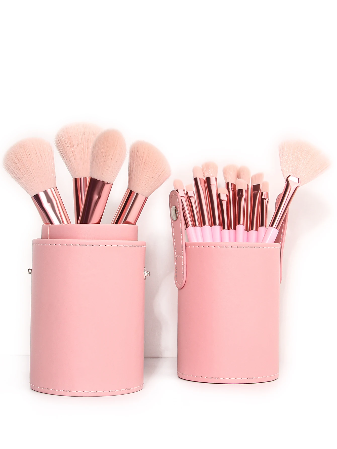 مجموعة فرش مكياج للمبتدئين مكونة من 15 فرشاة مكياج لا تفقد الشعر للفتيات باللون الوردي وفرشاة ظلال العيون وفرشاة أحمر الخدود وفرشاة فضفاضة سهلة الاستخدام ومحمولة