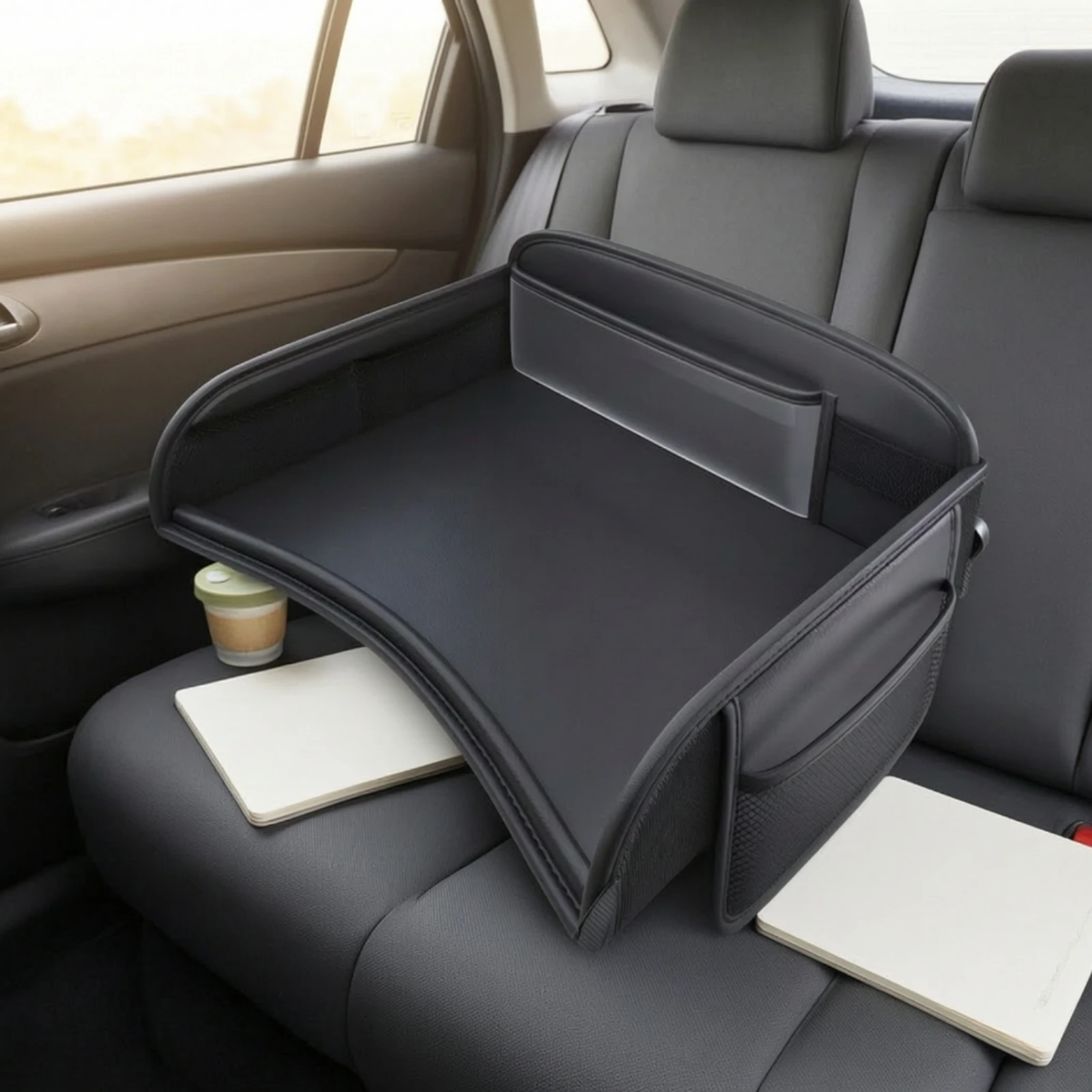 Car Back-Seat Tray Table Padded in-Vehicle Activity Tray with Mesh Pockets Adjustable Multifunctional for Children, Road Trips view 5
