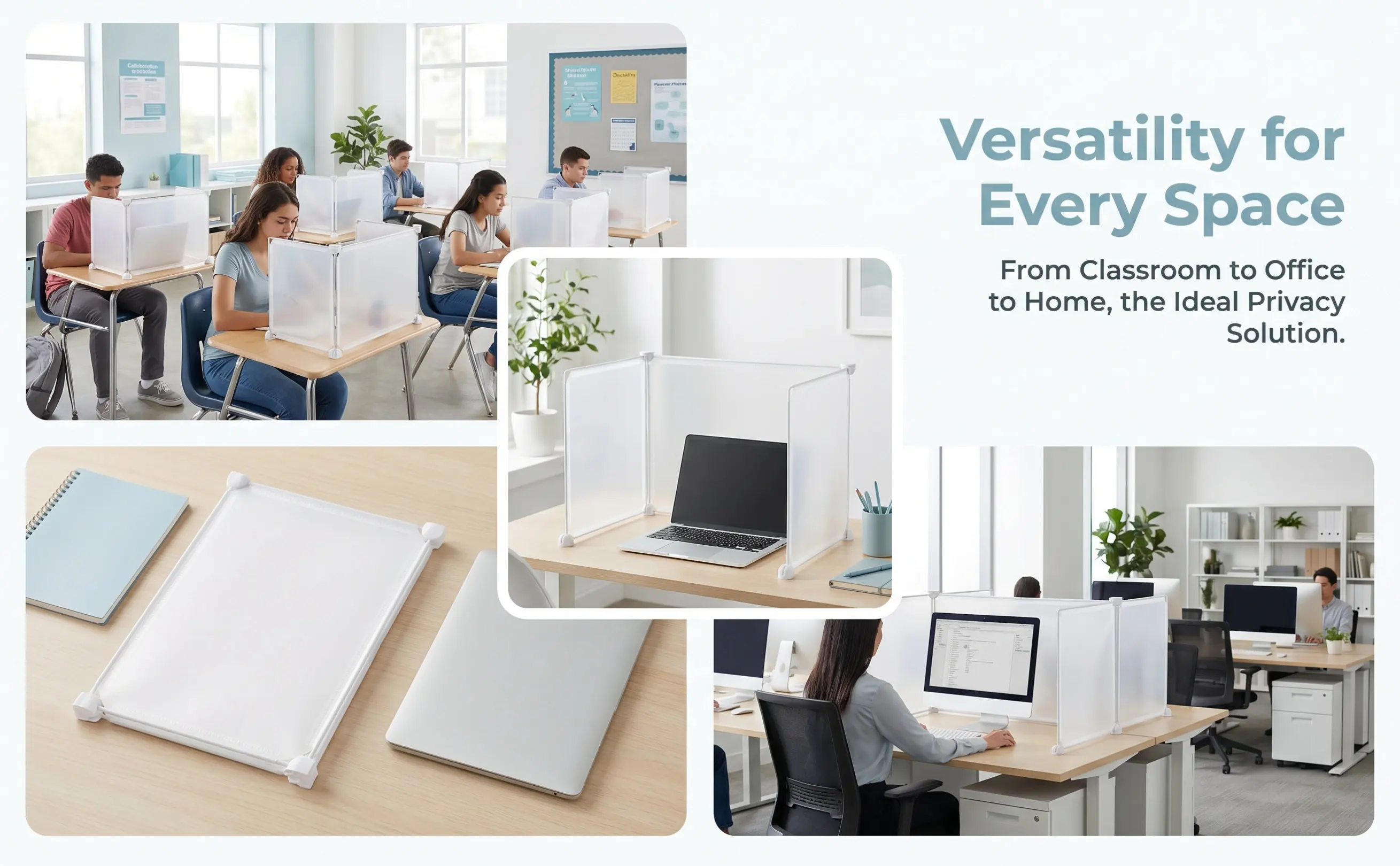 3Pcs Removable Desktop Partition Shield Protective Privacy Divider for Desk Counter Table Cashier Reception Sneeze Guard Board