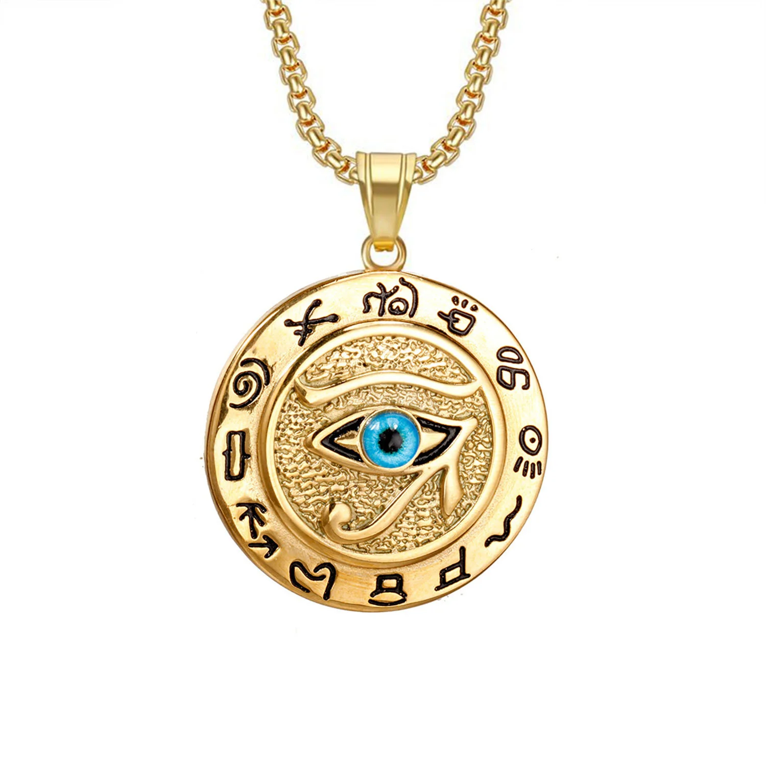 

Egyptian The Eye of Horus Pendant Dropshipping Gold Color Stainless Steel Amulet Necklace for Men Ancient Egypt Jewelry Gift