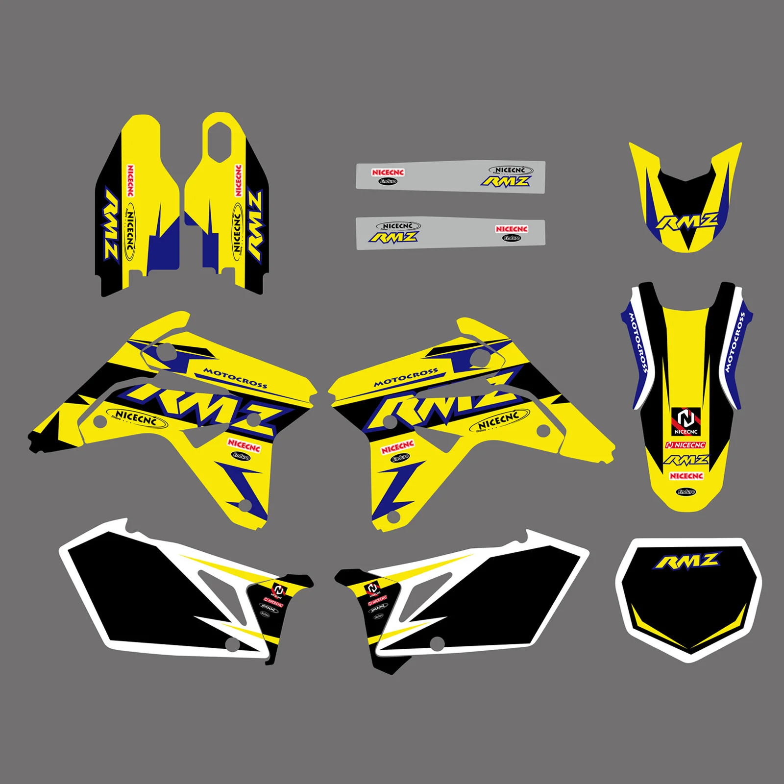 

NICECNC For Suzuki RMZ450 RMZ 450 RM-Z 450 2007 Motorcycle Fairing Graphics Background Decals Sticker Kit Customize