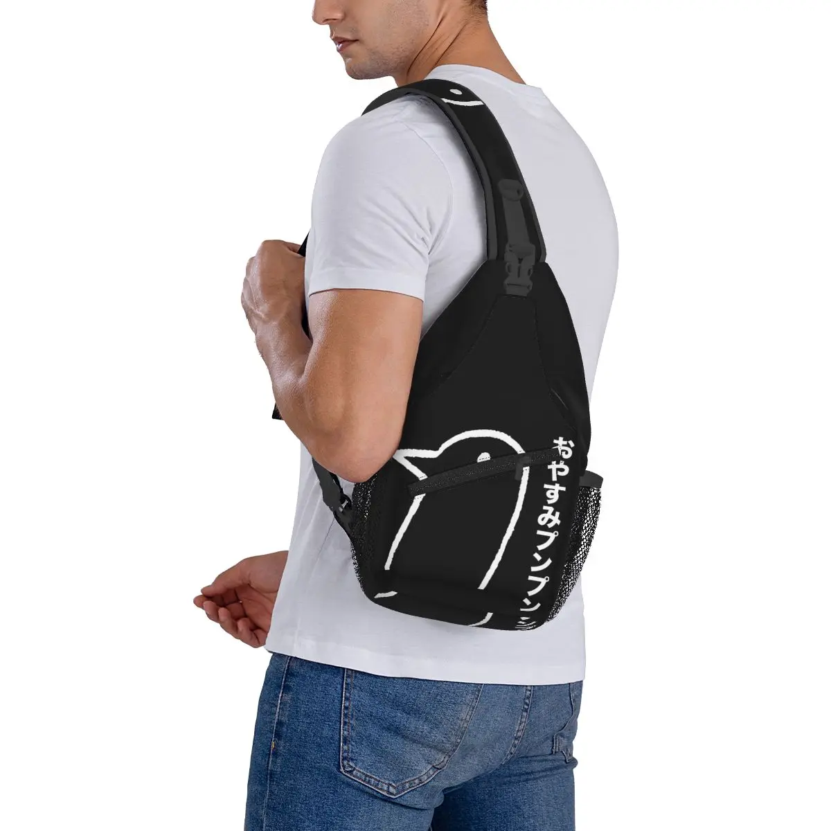 Oyasumi-mochila de hombro Punpun para ciclismo al aire libre, bolso de pecho pequeño, mochila de hombro estética de pájaro de Anime divertido, mochila de día