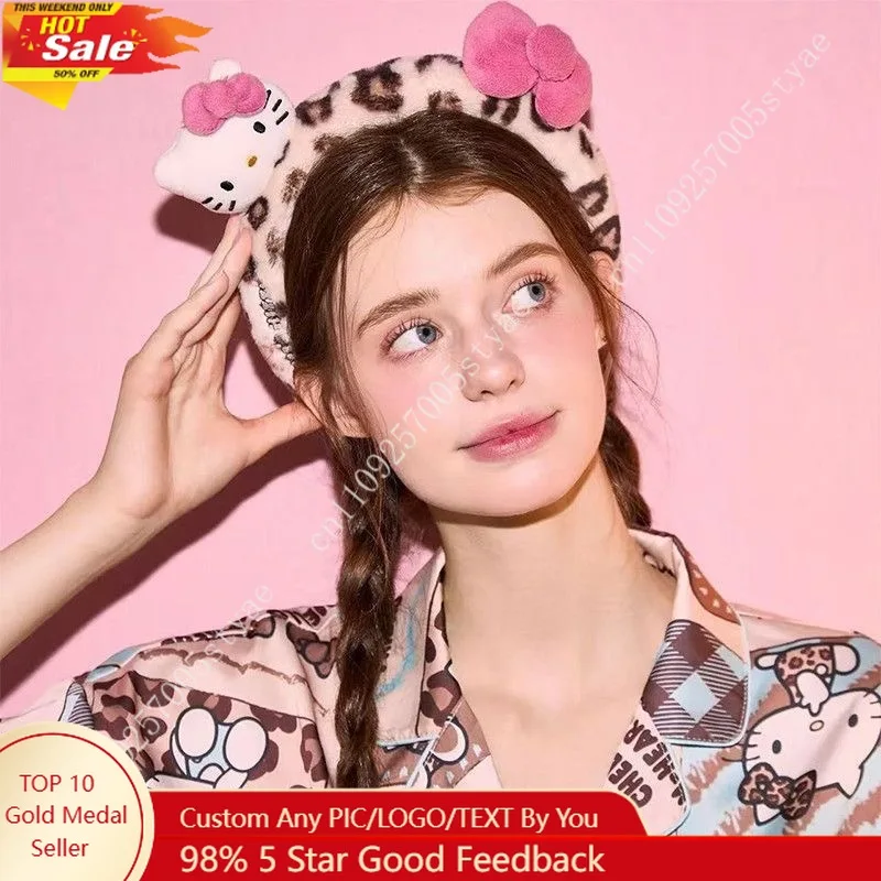 

1pc Series Cute High-V Headband Classic Kitty Cat Image with Strawberry Accents Overall Pink and White Design Perfect for Daily