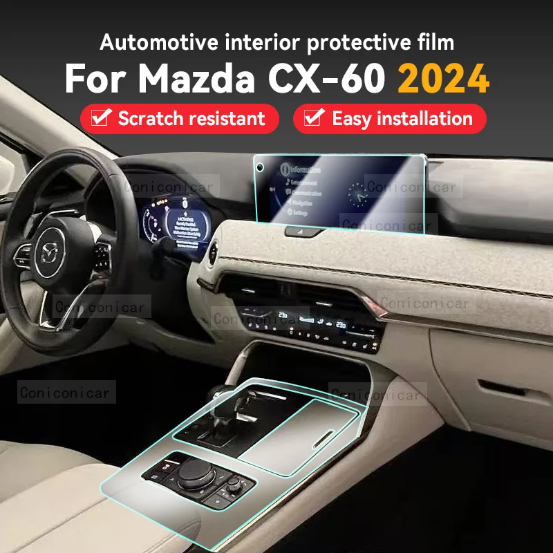 

For MAZDA CX-60 2024 Car Gearbox Panel Film Dashboard Protective Sticker Interior Anti-Scratch Film Accessories