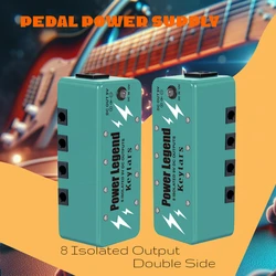 Keytars Super Tiny Power Supply Legend 8 Isolated 9V DC Source Double Side Outputs 300mA for Guitar Pedal Pedalboard Metal