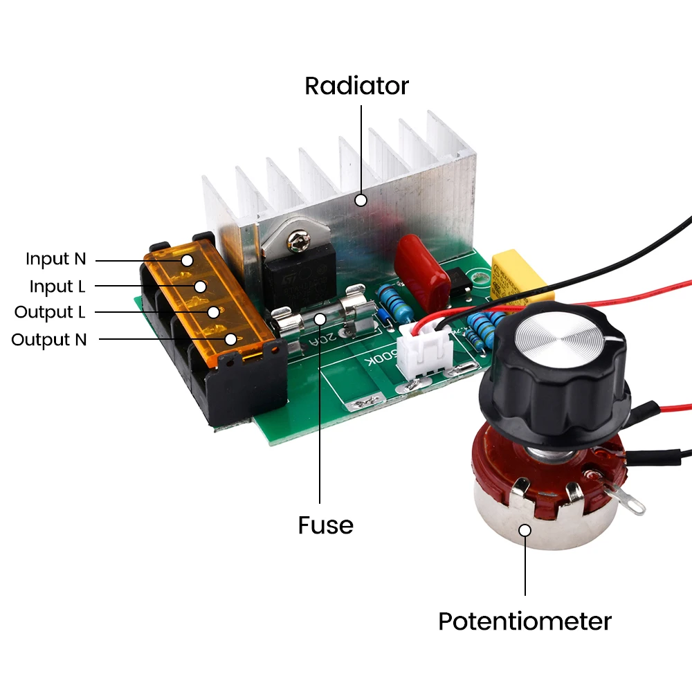 4000W 0-220V AC SCR Electric Voltage Regulator Motor Speed Controller Dimmers Dimming Speed With Temperature Insurance