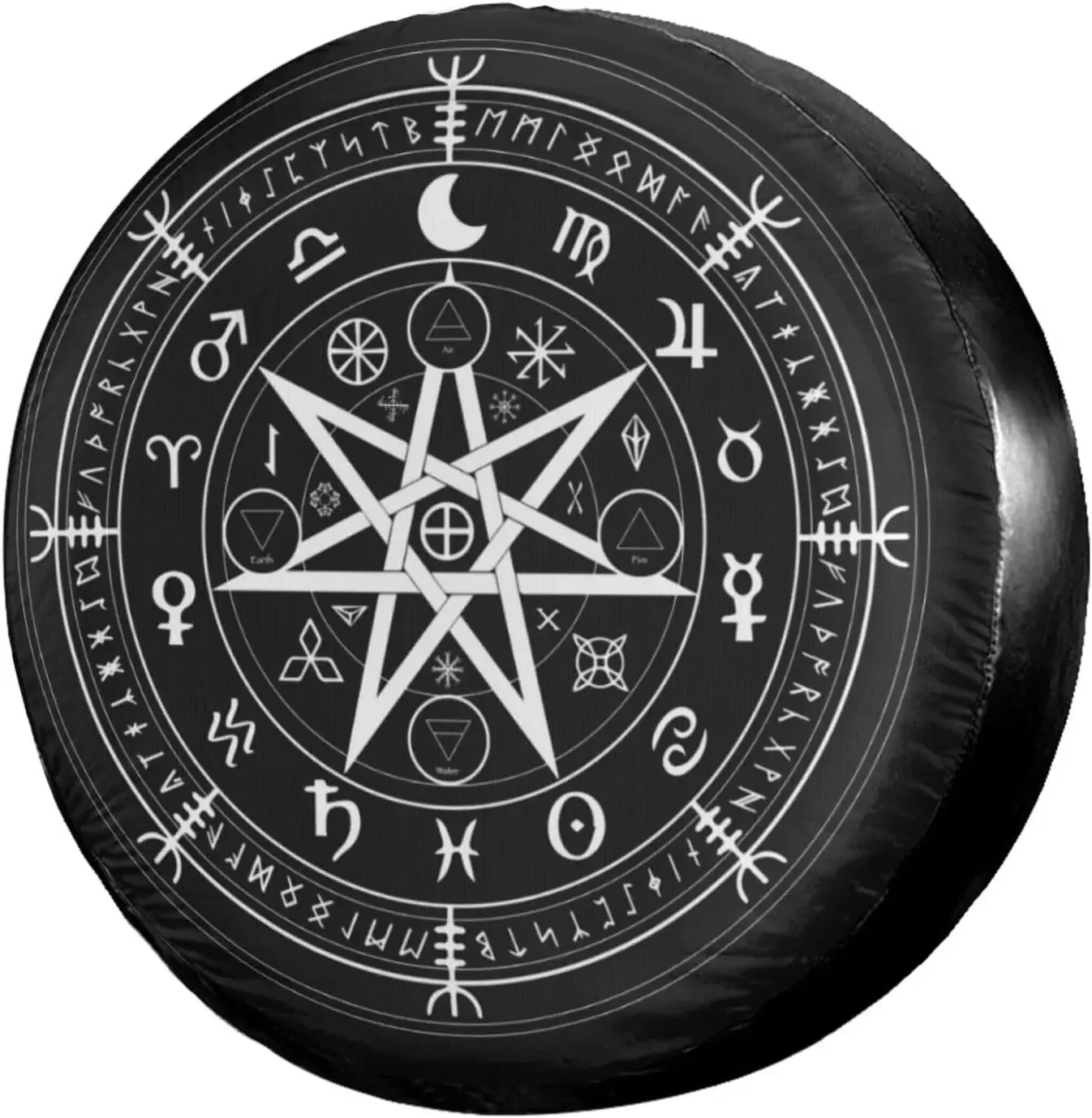 Ancient Compass Rune Pattern Car Tire Cover Wheel Protectors Water Dustproof Universal Fit for SUV Truck Camper Travel Trailer