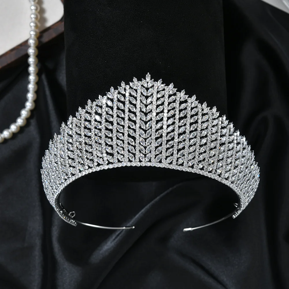 Baroque Women Crowns For Queen Cubic Zirconia CZ Big Bridal Tiara Crown For Pageant Miss Universe Wedding Hair Jewelry Headdress