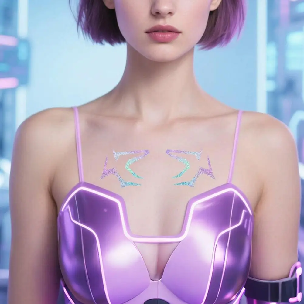 

K-pop Demon Hunters Rumi Laser Tattoo Stickers with Technological Feel Anime Cosplay Stage Lightning Makeup Face Decor Stikers