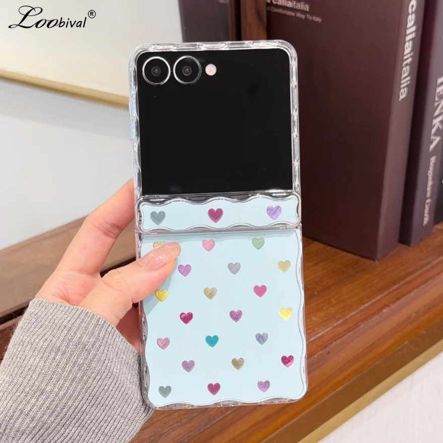Ins Cartoon Star Polka Dot Hülle für Samsung Galaxy Z Flip 8 7 6 5 Love Heart Stoßfeste Acryl-Abdeckung für Samsung Z Flip 8 Flip 7