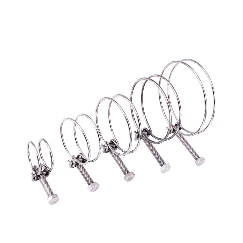 Heavy Duty Double Wire Hose Clamps Adjustable Pipe Clip Clamps for Woodworking Hoop Plumbing Fastener Hardware 16-100mm