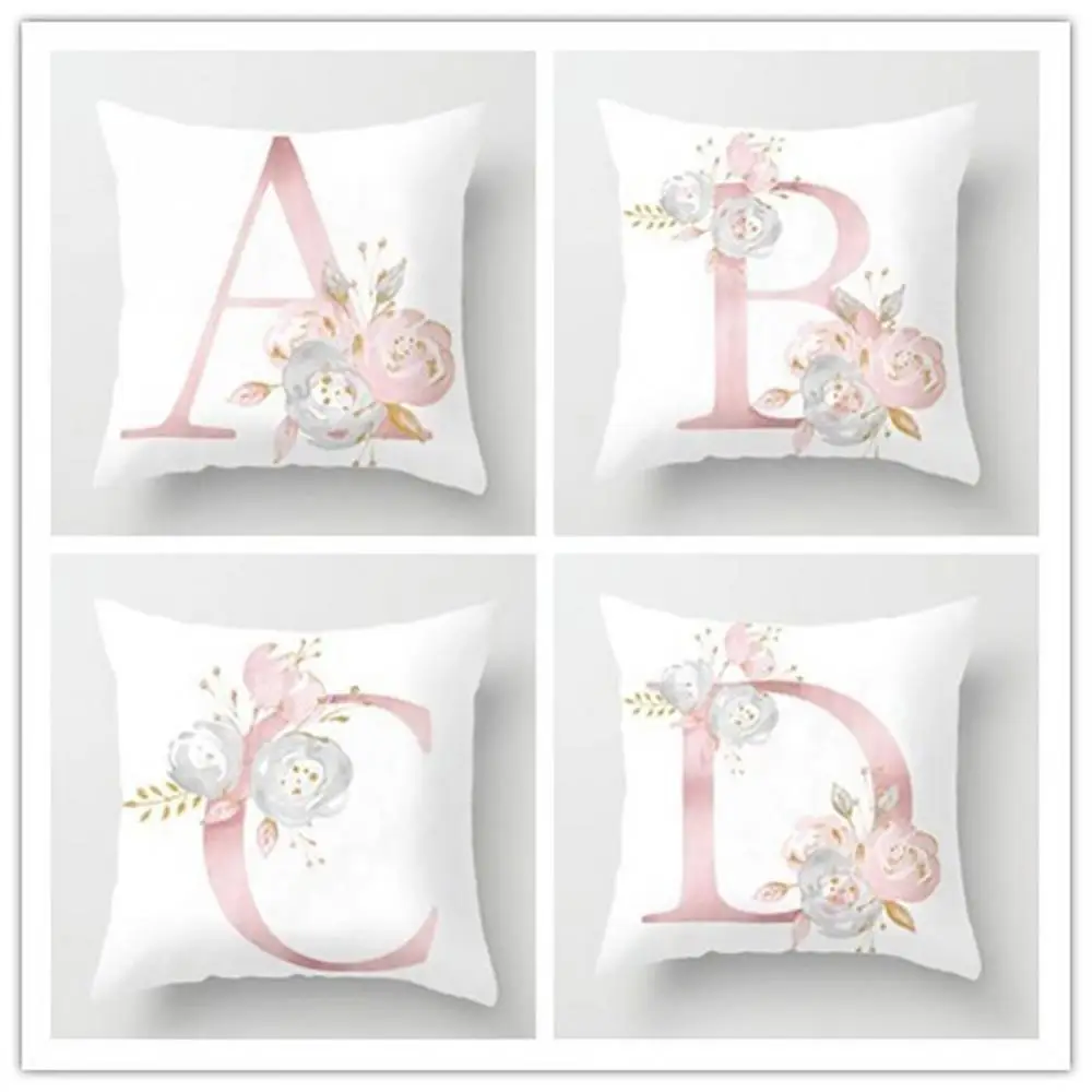 Cushion Pillow Cover Cover Printed Decorative Cushion Cover Polyester Pillowcase Pink Letter Covers 45*45 Sofa Cushions cuscini