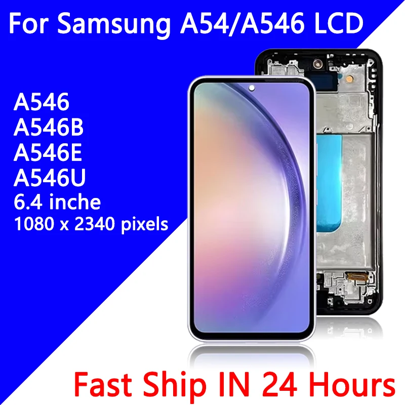 スーパー-amoled-サムスン-a54-5-グラム-lcd-ディスプレイタッチスクリーンデジタイザアセンブリサムスン-a54-a546b-a546e-a546u-a5460-液晶フレーム