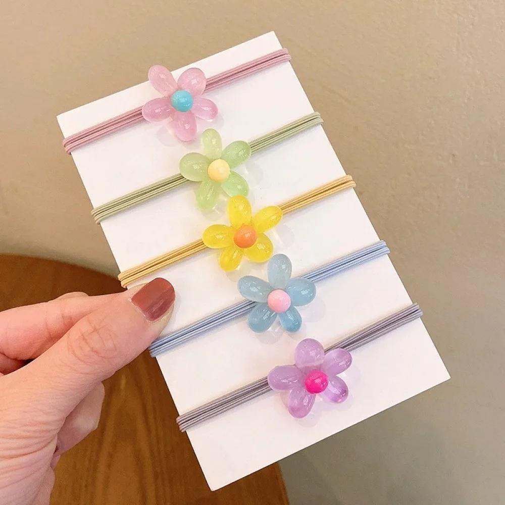 6 Pack Luminous Flower Hair Ties, Glow in The Dark Floral Hair Elastics, Cute Colorful Flower Ponytail Holders for Girls Women Daily Hairstyle Party Accessories