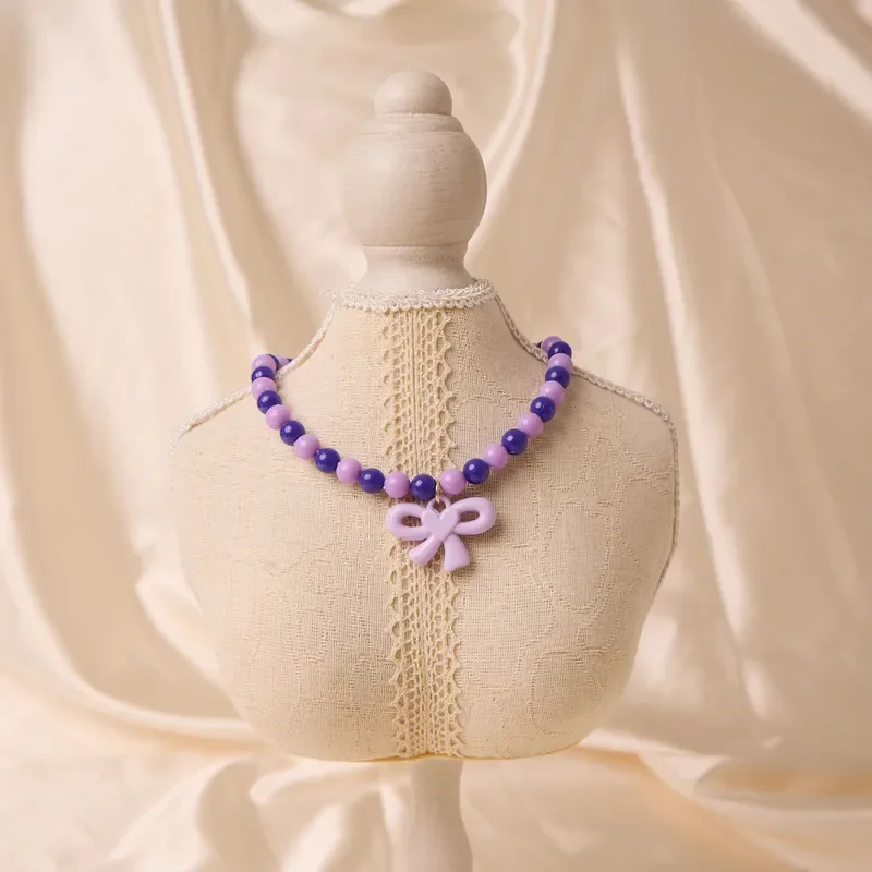Cute pet necklace cat dog collar dopamine bow beaded jewelry small dog wholesale cross-border hot