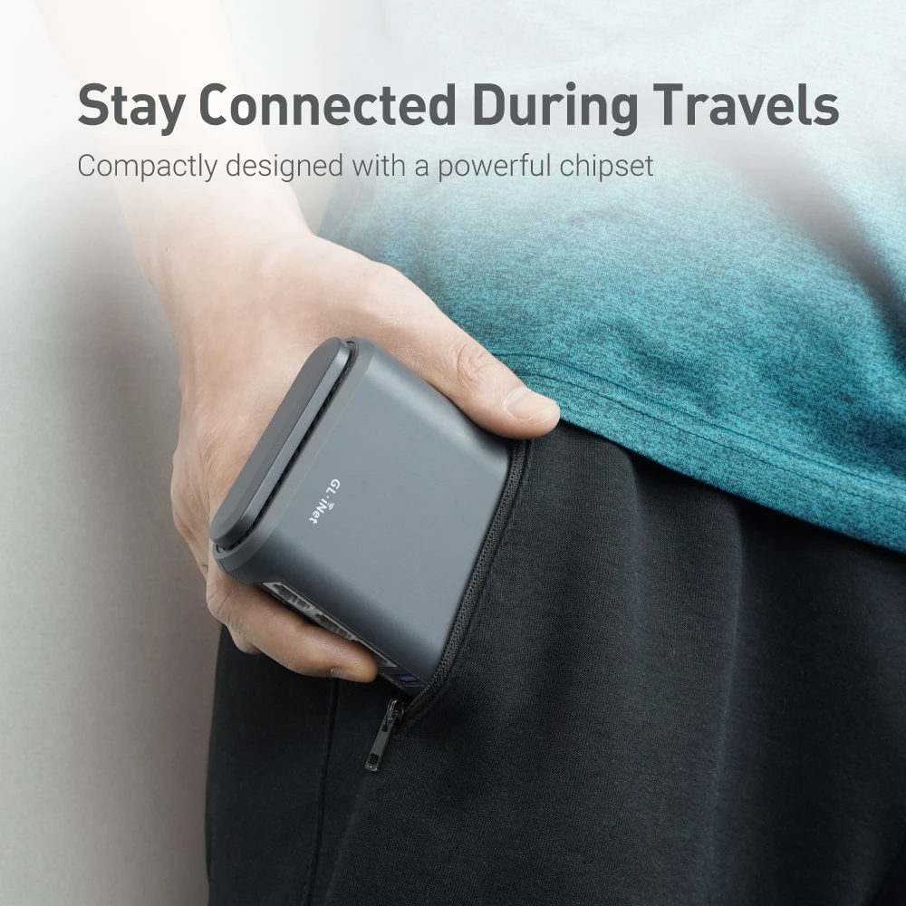 GL.iNet Slate Plus (GL-A1300) Travel Router - VPN Encryption, Dual-Band Wi-Fi, Easy Hotel/Captive Portal Setup
