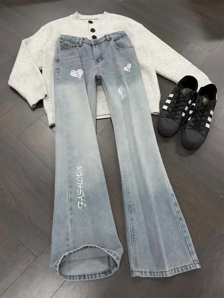 

American High Street Embroidered Fce Lined Slim Fit Men's Jeans Thi Winter Faion Straight Leg Bell Bot