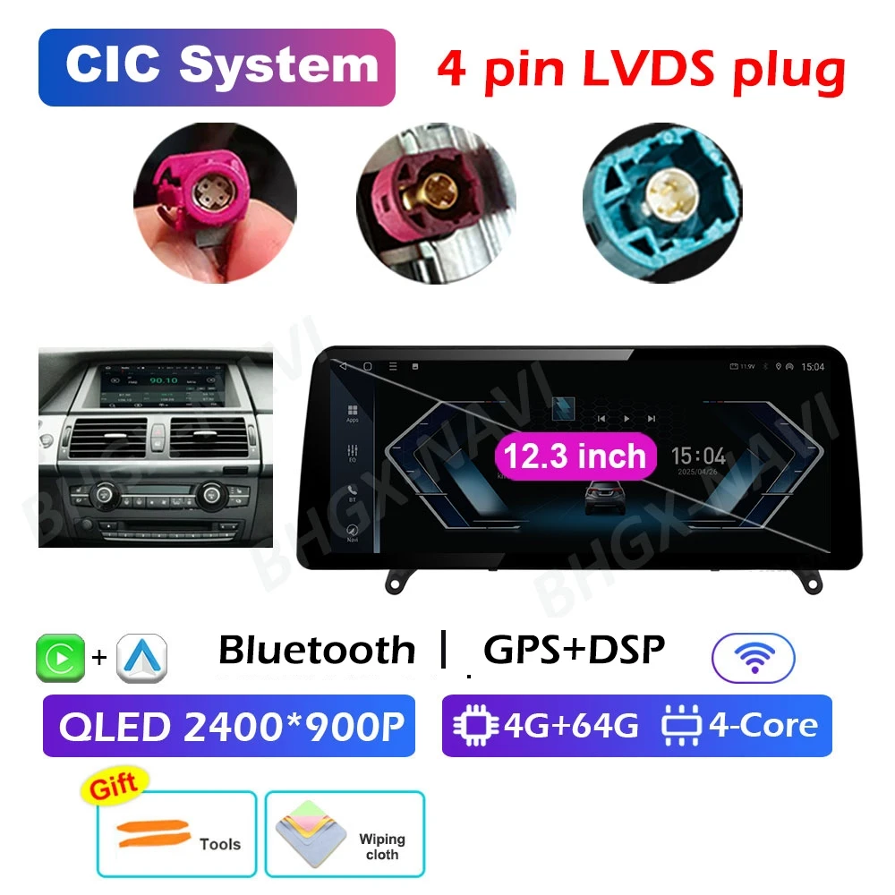 CCC CIC Systeem Carplay voor BMW X5 E70 X6 E71 2008 2009 2010 2011 2012 2013 Android 15 DSP Stereo Auto Multimedia Radio Speler BT