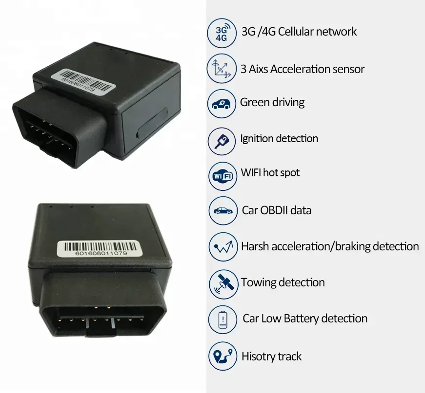 GPS-трекер 2026/4G LTE с поддержкой OBDII/OBD2 Wi-Fi хотспот для автомобиля функцией экономии топлива модель G800