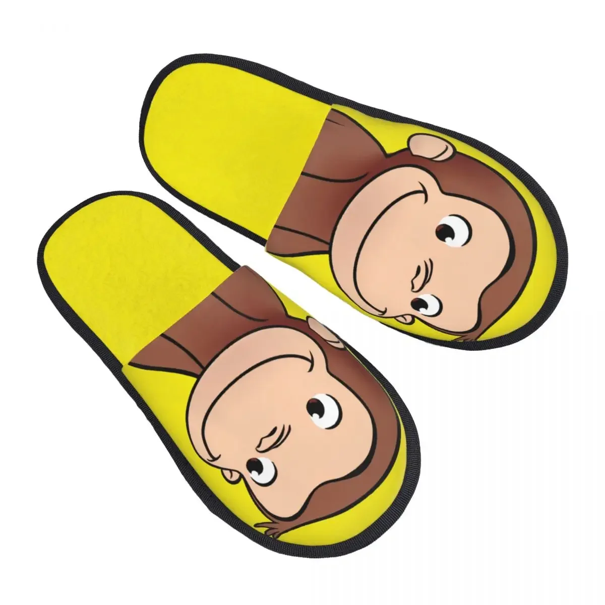 カスタマイズされた滑り止めのジオージ滑り止めスリッパ,女性,子供向けの本,柔らかい,低反発,家,居心地の良い,暖かい,茶色,猿,家