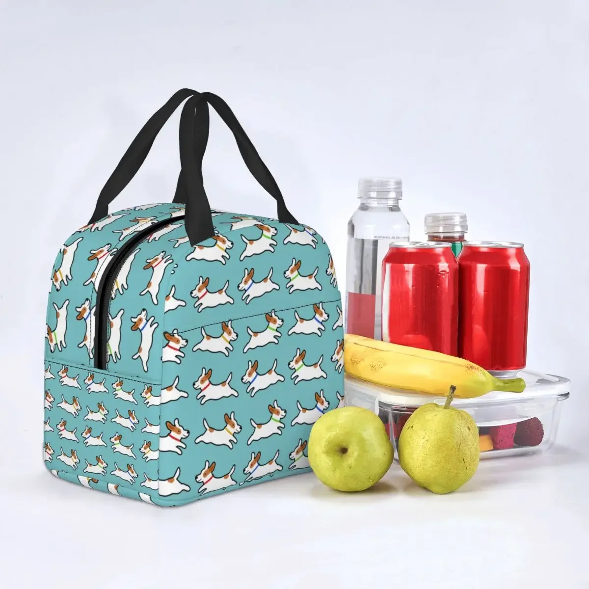 Custom Cute Jack Russell Terrier Running Dog Lunch Bag Women Warm Cooler Insulated Lunch Box per la scuola dei bambini