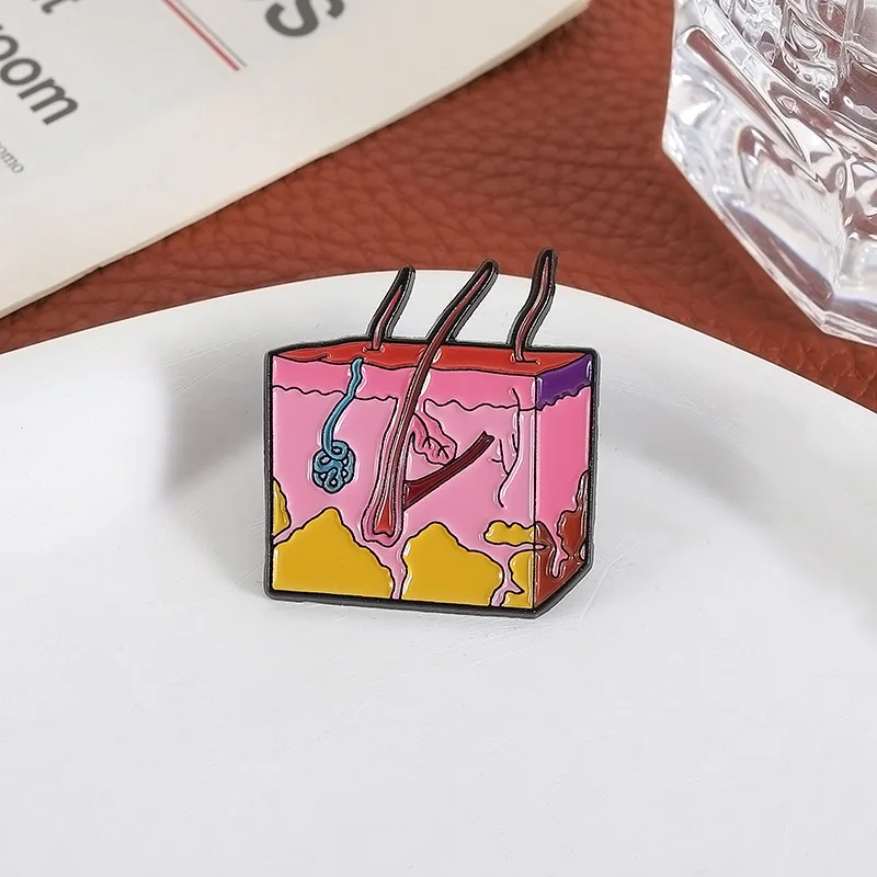 Medical Anatomy Enamel Pin Skin Diagram Brooch Science Student Lapel Badge for Jackets