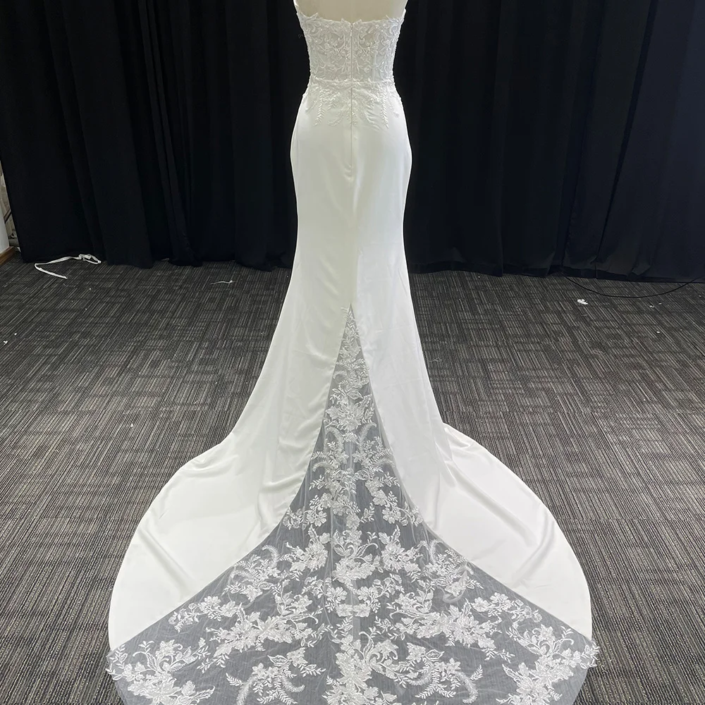 Elegant Satin Straight Wedding Dresses Strapless Pleat Sleeveless Bridal Gowns Sexy Strapless Backless Lace Up vestido de novias
