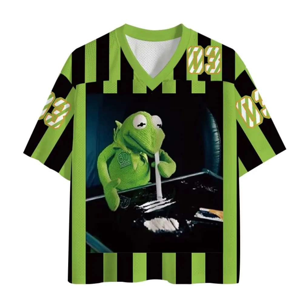 Summer Fashion New Design Funny Frog Pattern breath quickdry 3D Print Men Women V-Neck Sports T-Shirt Street Y2K Family Clothing