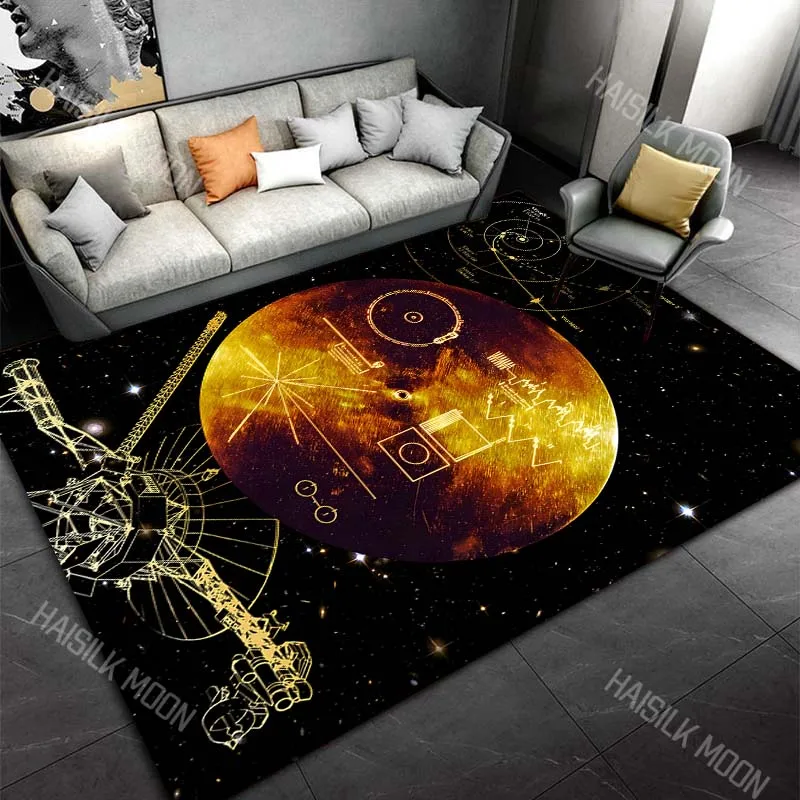 Коврик с изображением золотой пластинки космического корабля Voyager, для гостиной, спальни, дивана, домашнего декора, нескользящий напольный коврик, роскошный подарок