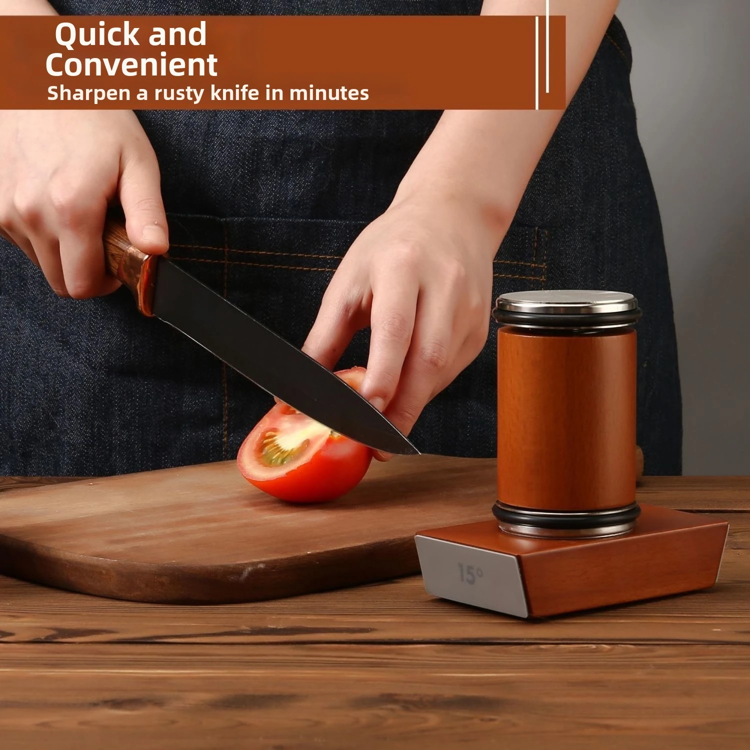Houselin Professional Wooden Rolling Knife Sharpener-Customized Color Logo Multi-Grit Diamond 4-Angle Adjustable Manual Magnetic