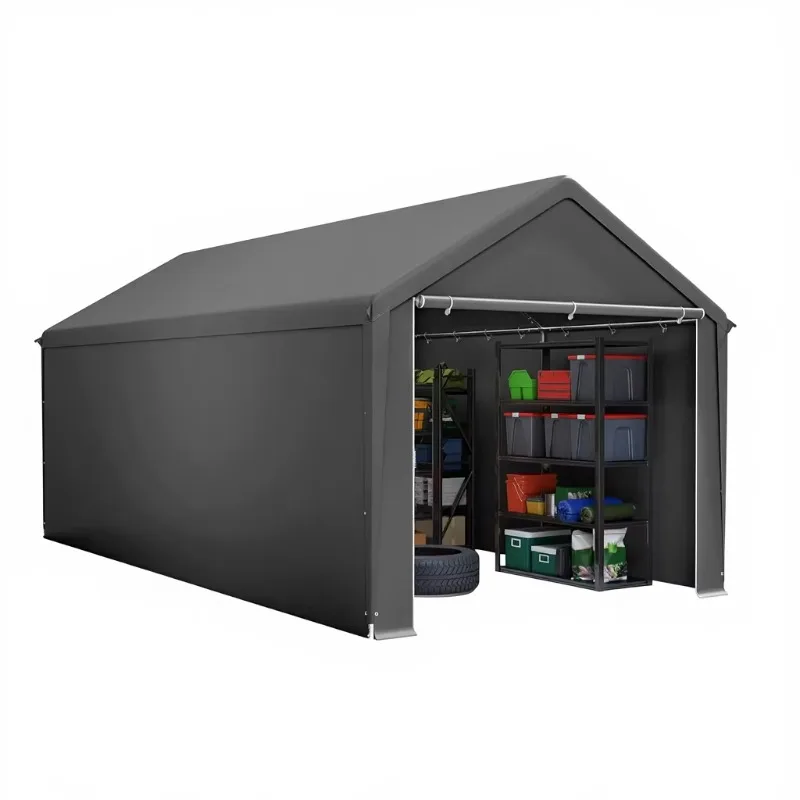 

Carport Tent Garage 3x6m PE Roof PVC Coated Alloy Steel Frame Foldable Tear-Resistant Removable Side Walls