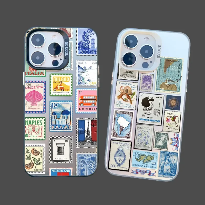 ختم الكولاج نمط التغطية الكاملة حافظة هاتف ليزر آيفون 16 15 14 برو ماكس بلس 13 ميني 12 11 برو ماكس أغطية مقاومة للصدمات