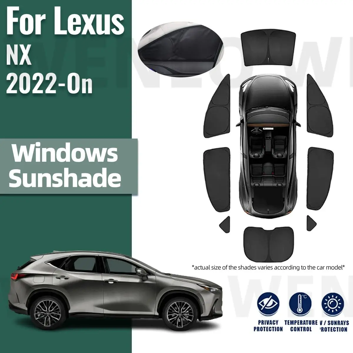 

For Lexus NX NX350H 2022 2023 2024 Full Cover Car Sunshade Shield Front Windshield Frame Curtain Rear Side Window Sun Shade