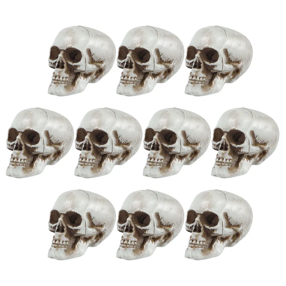 

10 Pcs Plastic Skull Props Vintage Treatment Realistic Shape Halloween DecorHaunted House Decoration Scared Skull Fake