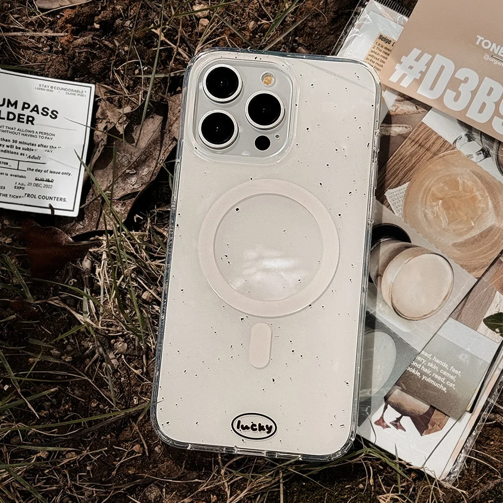 Ink Dot AMP Transparent Case, Magsafe Protect, Silicone Soft Cover, iPhone 16, 15, 14 Plus, 13, 12, 11 Pro Max, Mini