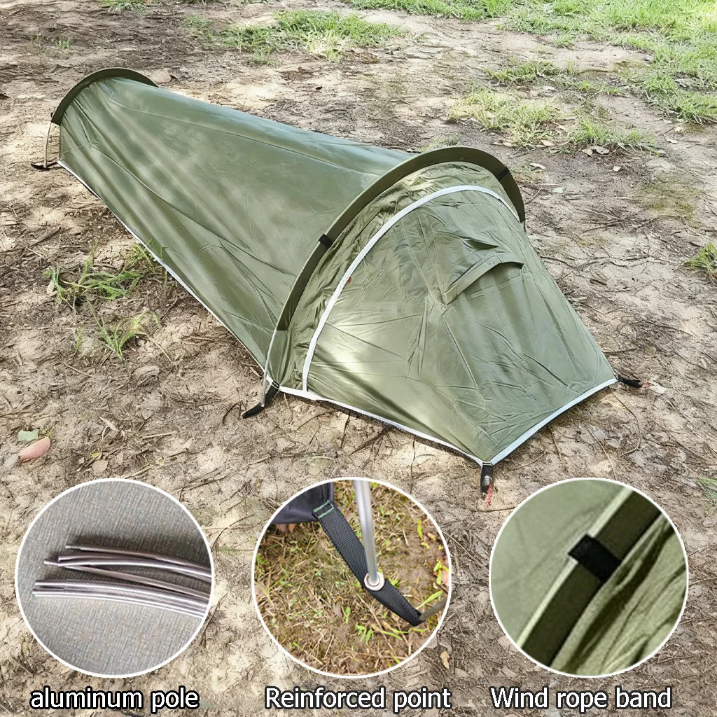 Campingzelt für 1 Person, Ultraleichtes Einzelnetz-Bivy-Zelt, Wasserdichtes Schlafzelt für Camping, Wandern und Backpacking – Detail 6