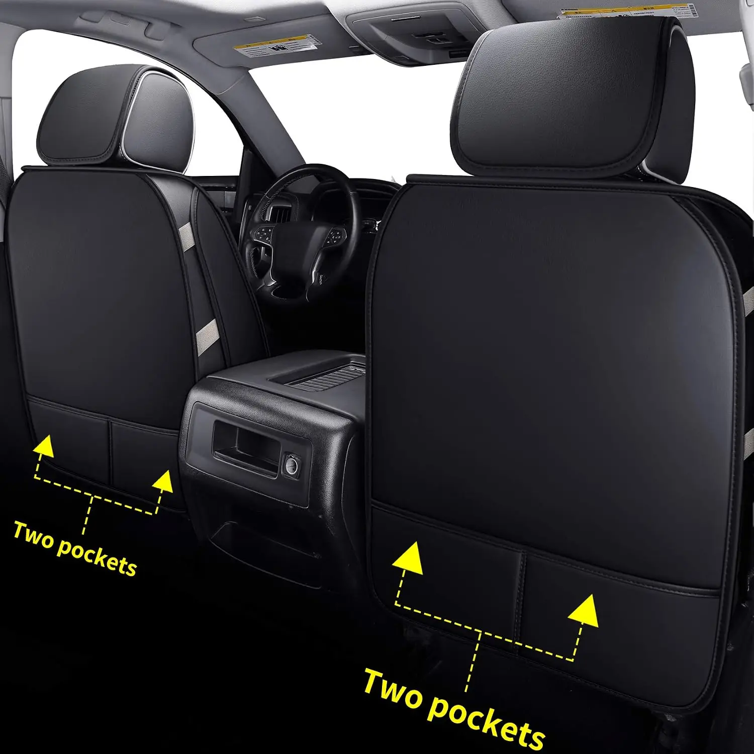 2 Front Silverado Seat Covers Fit for 2007-2023 2024 2025 Chevy Silverado Sierra 1500 2500 3500 with Water Proof Faux Leather (B