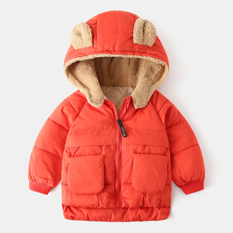 Kids Fashion Down Coat New 2023 Baby Boys Girls Winter Thicken Warm Hooded Zipper Solid Cotton-padded Jacket Overcoat Outerwear