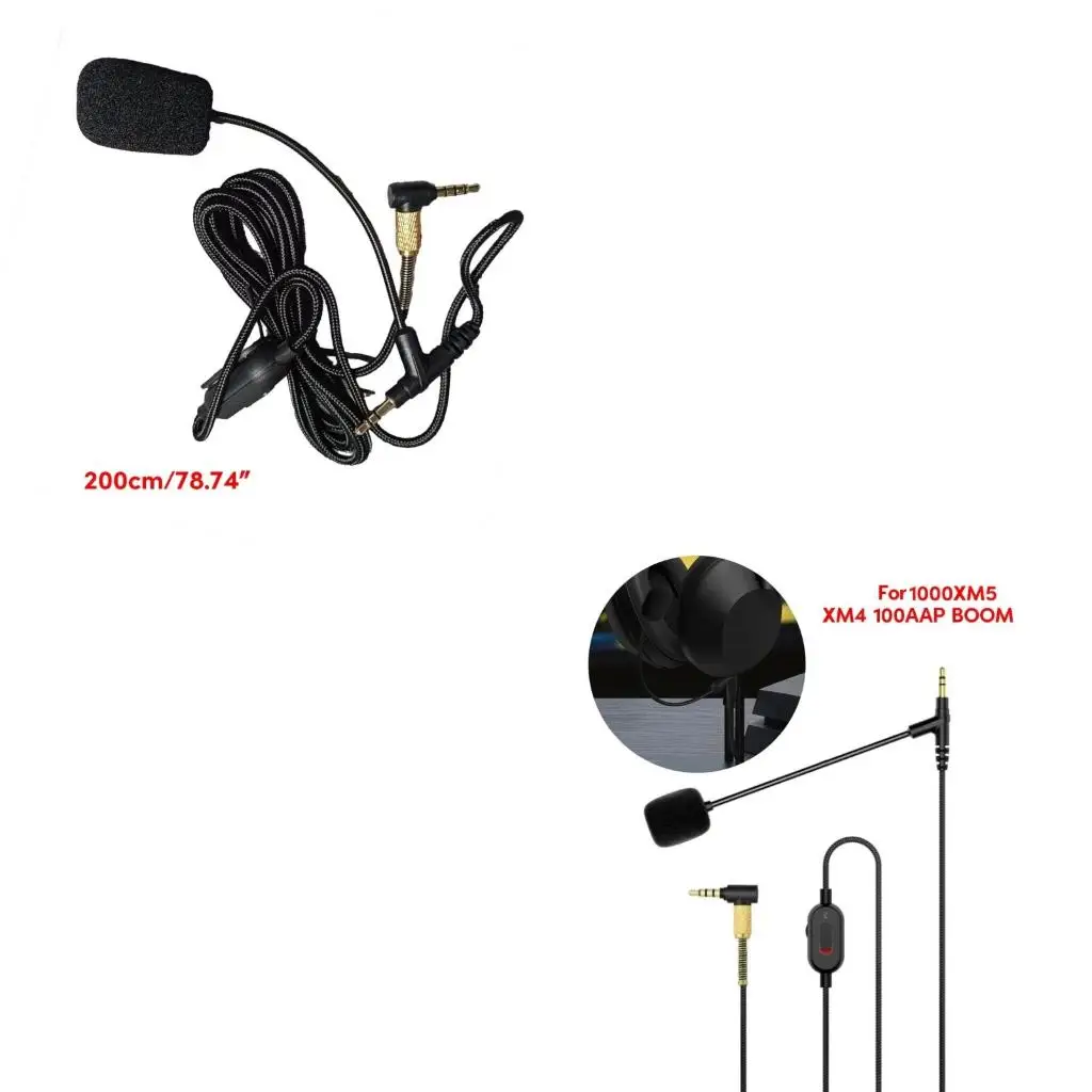  Nylon Braided 3.5mm to 3.5mm Headset Cable Boom Microphone Cable for 1000XM5 XM4 Headphones Clear Sound Cord 2meter