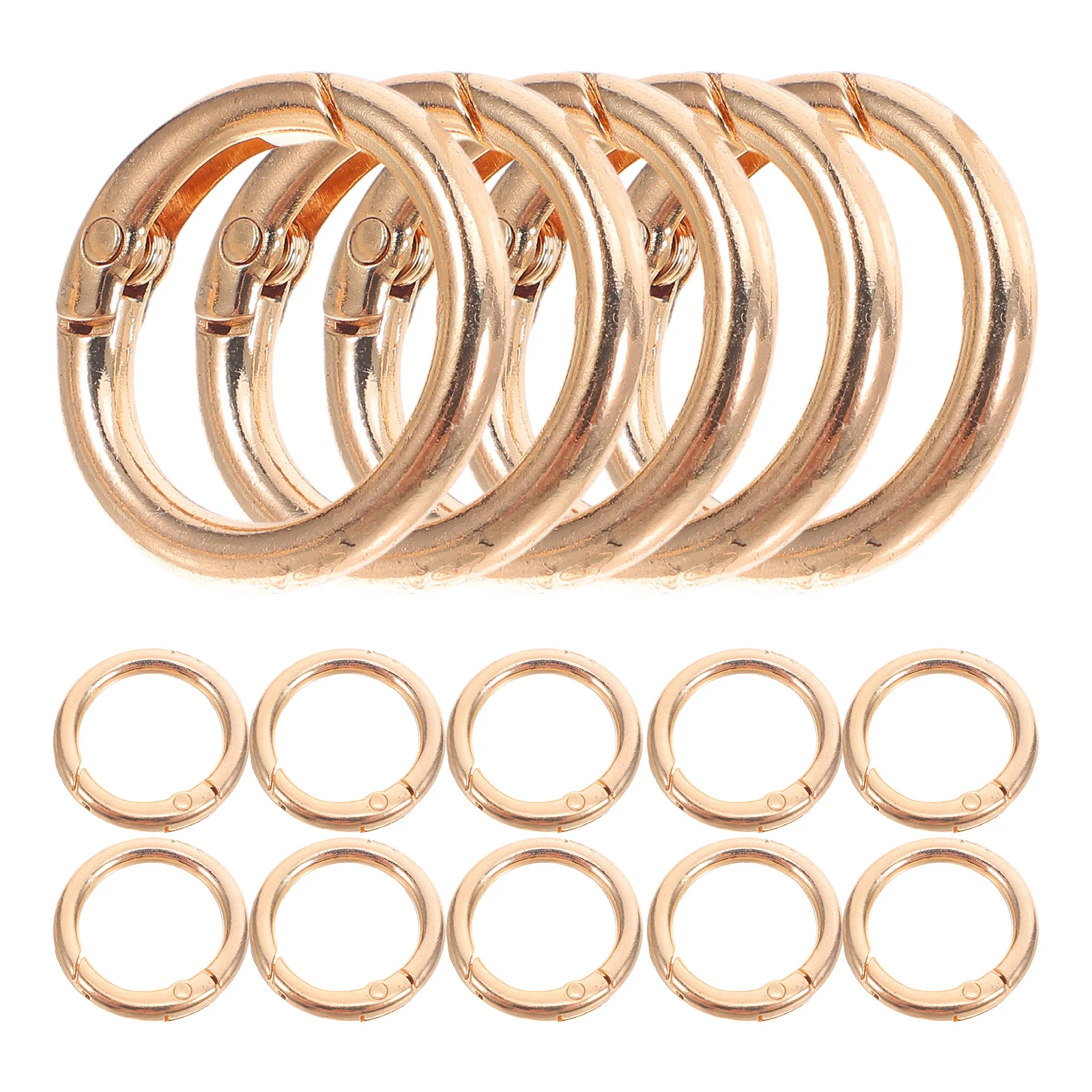 15pcs -Ring Keychain Spring Buckle Shiny Gold Color Durable Split Rings for Jewelry Bags Gifts Keyring Clasp