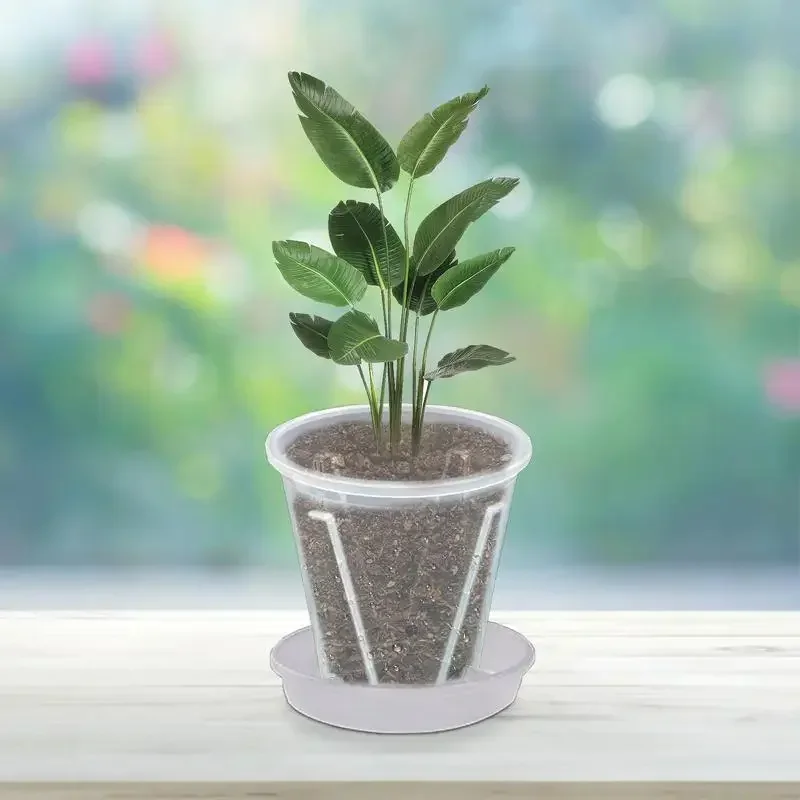 5แพ็คล้างNursery Pots,ต้นกล้าหม้อพลาสติกโปร่งใสPlant Starterหม้อรูระบายน้ําReusable Seedเริ่มต้นหม้อ